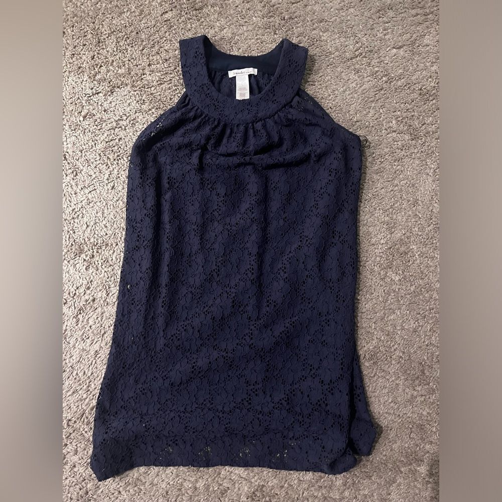 Laundry By Design lacy navy blue swimsuit cover (size m) EUC - Picture 6 of 6